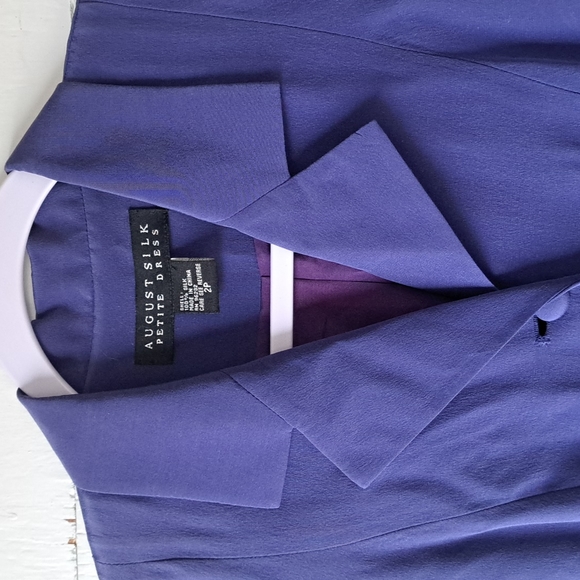 August Silk Short Sleeve Silk Shirt Dress Button Front Cobalt SZ 2P - Picture 2 of 11